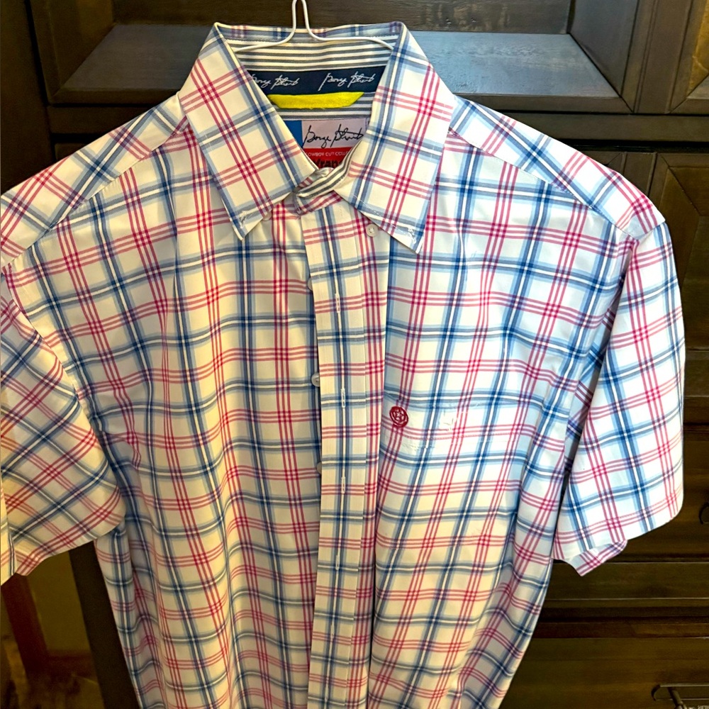 George Strait Men's Plaid Shirt - Red and Blue